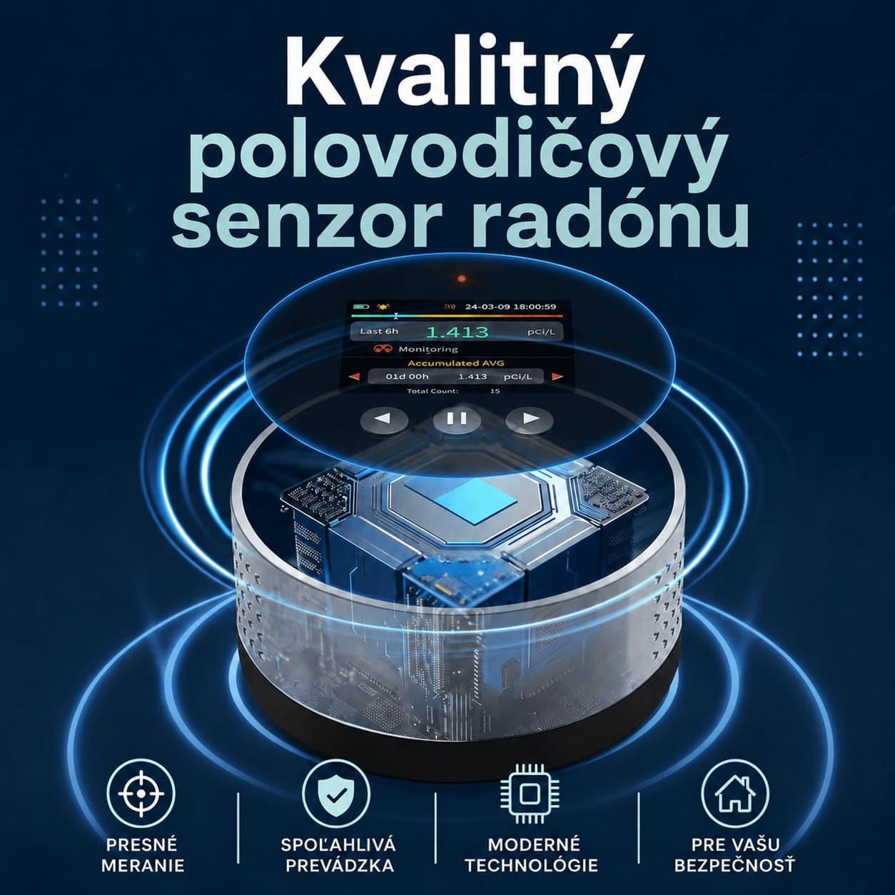Inteligentný detektor radónu Tuya RD1 s farebným displejom